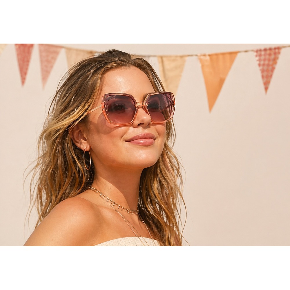 Oversized 100% UV‎ Protection Sunglasses Pink Lightweight Fashion Stylish
